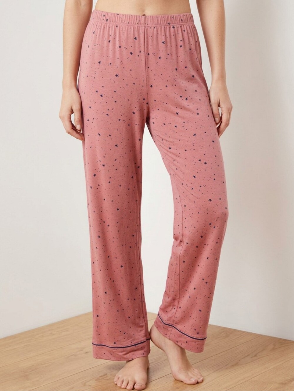 Eberjey Gisele Tencel Dusty Rose Star-Print Lounge Jersey Pajama Pants
